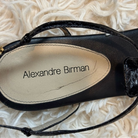 alexandre birman snake skin black T-strap sandals size 38.5 or 9 leather - Picture 10 of 12